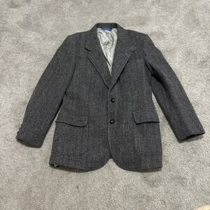 Vtg Pendleton Blazer Mens 40 Long Gray Tweed 100% Virgin Wool Elbow Patches